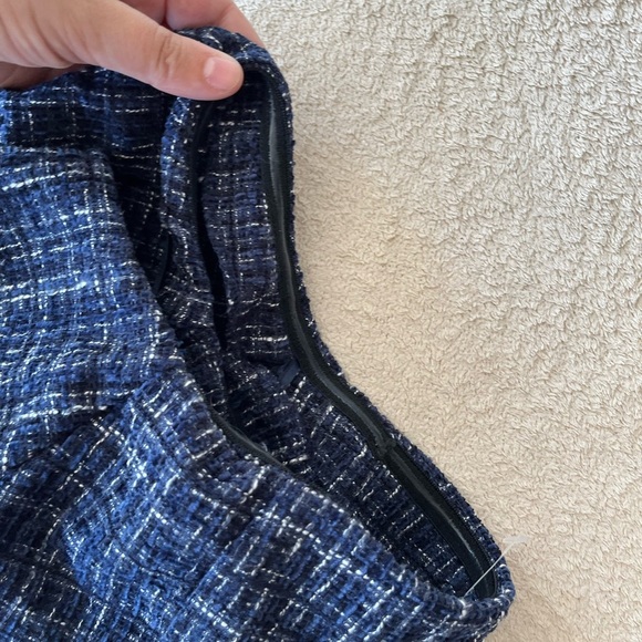 NWT Zara Navy Blue Tweed Off-Shoulder Flare Sleeve Top XS - Picture 12 of 14